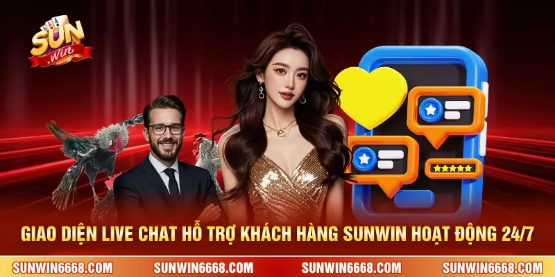Liên hệ - CSKH SUNWIN 1 Sunwin Giao diện live chat hỗ trợ khách hàng SUNWIN hoạt động 24/7